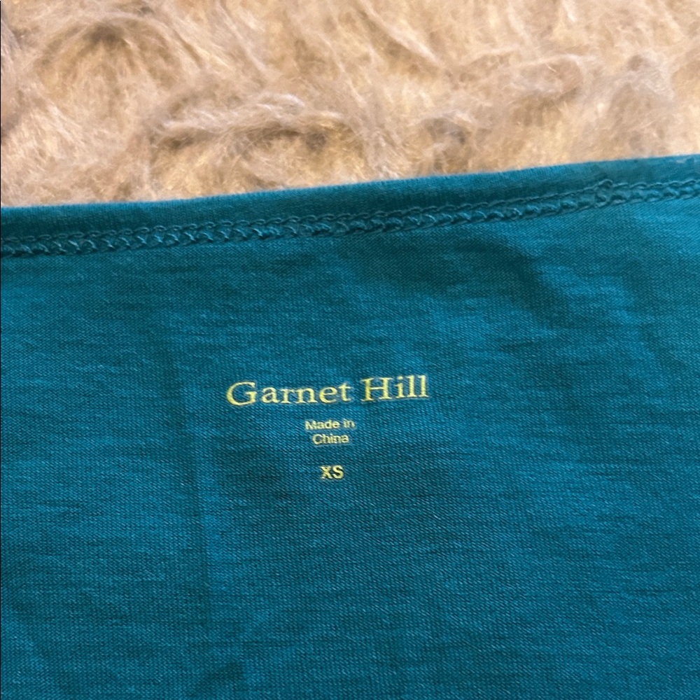 Garnet Hill Teal‎ Quarter Sleeve Soft Cotton Shirt - Picture 3 of 5